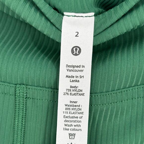Lululemon Base Pace‎ High-Rise Short 8" Ribbed Nulux Everglade Green Size 2 - Picture 4 of 10